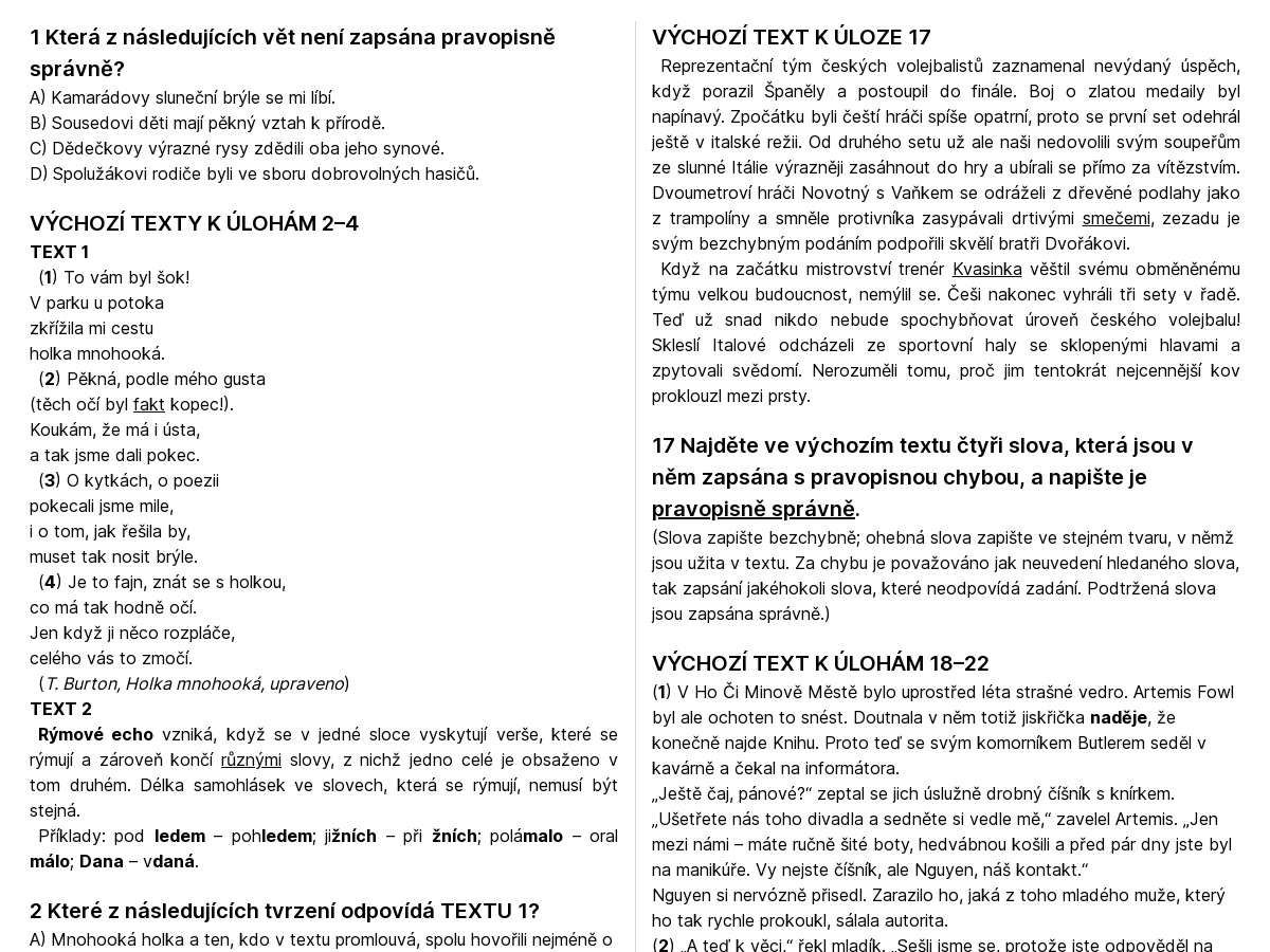 Čeština (7. ročník) - 1. řádný termín 2024