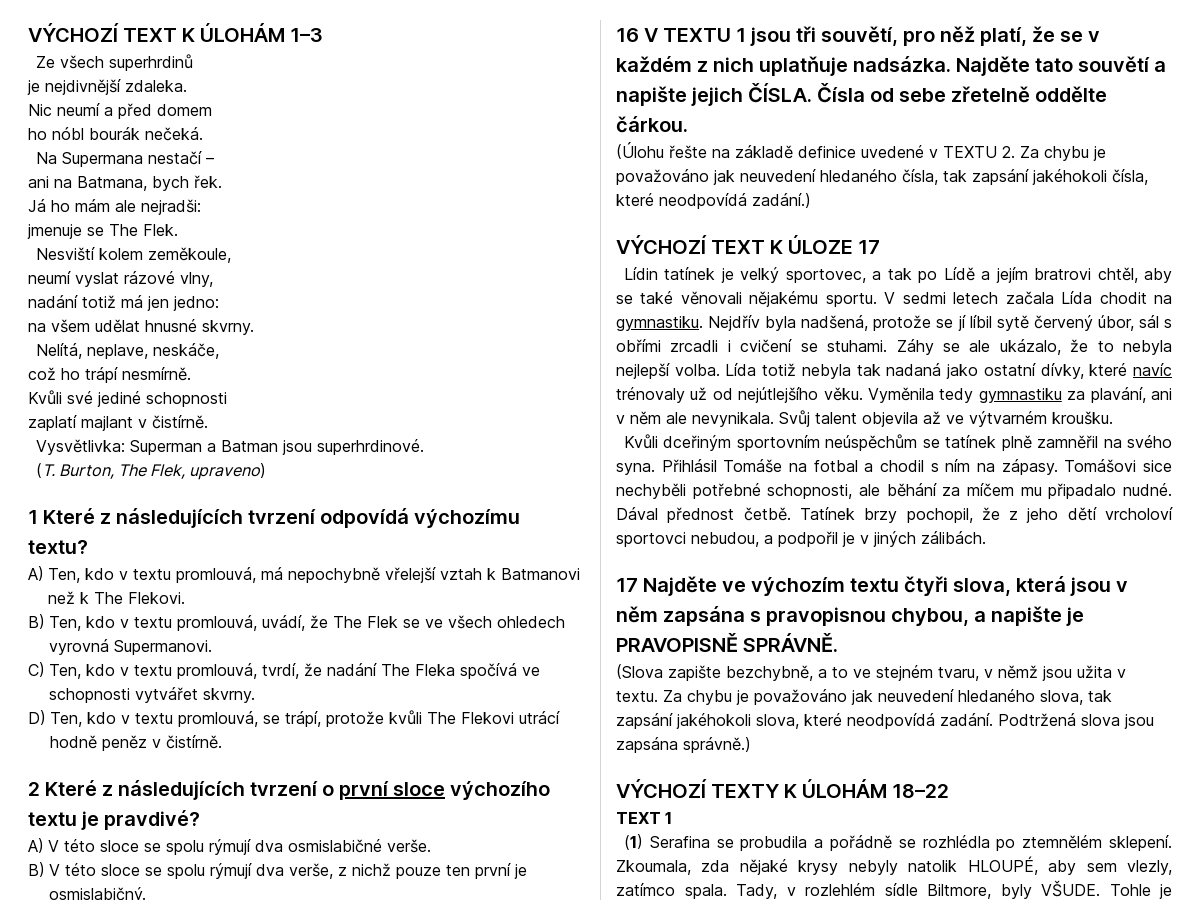 Čeština (5. ročník) - 1. řádný termín 2024
